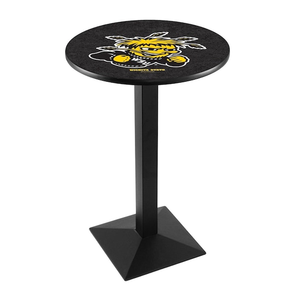 42" Blk Wrinkle Wichita State Pub Table, 36" dia. Top