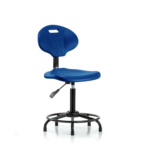 Erie Poly Chair, Med Bench, Round Tube Base, Glides, Blue