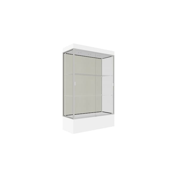 Lighted Floor Display Case 48x76x20, 12" Base, Satin