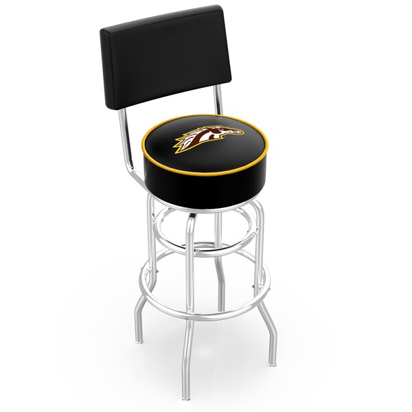 25" Chrome 2-Ring Western Michigan Swivel Bar Stool, Back