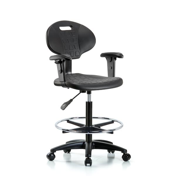 Erie Hi Bench Chair, AA, CF, Casters, 2-Way Adjustable, 23" to 33" Height, Black; Blue