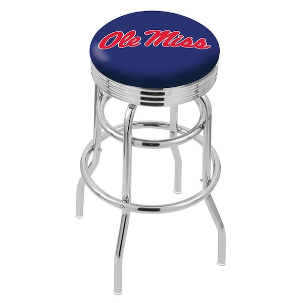 25" Chrome 2-Ring Ole' Miss Swivel Bar Stool, Accent Ring