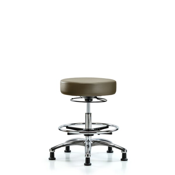 Vinyl Stool, Chrome, Med Bench, Foot Ring, Glides, Royal