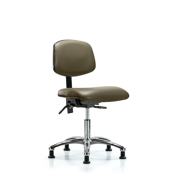 Vinyl Chair Chrome, Desk, Glides, Taupe