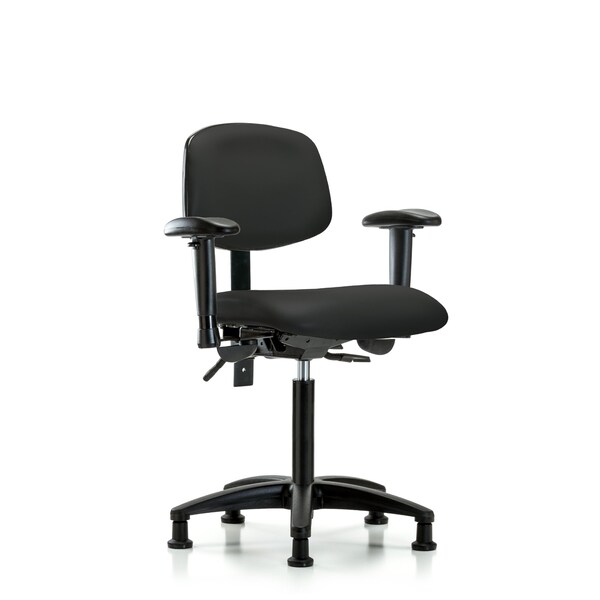 Chair, Vinyl, Med Bench, AA Glides, Blk, 6-Way Adjustable, 22" to 29" Height, Black
