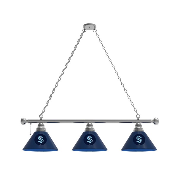 Seattle Kraken 3 Shade Billiard Light with Chrome Fixture