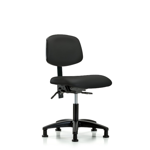 Desk Chair Desk Chair, Vinyl, Tilt Glides, Blk, No Arms, 18" to 23" Height, Vinyl, Black