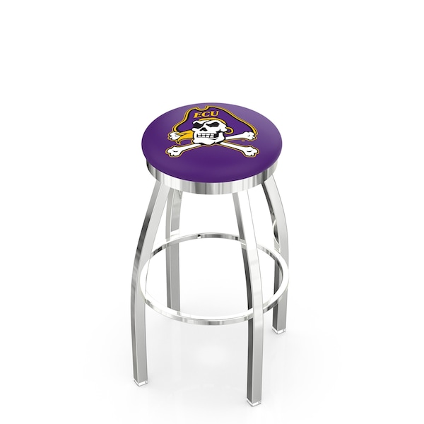 25" Chrome East Carolina Swivel Bar Stool, Accent Ring