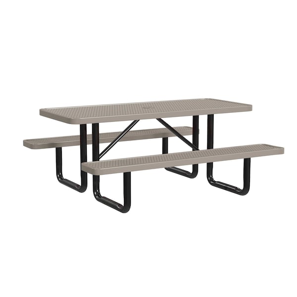 Rectangle Portable Picnic Table, Beige, 6 ft L
