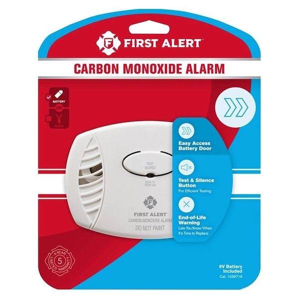 FIRST ALERT 1039718 Carbon Monoxide Alarm, Battery, White