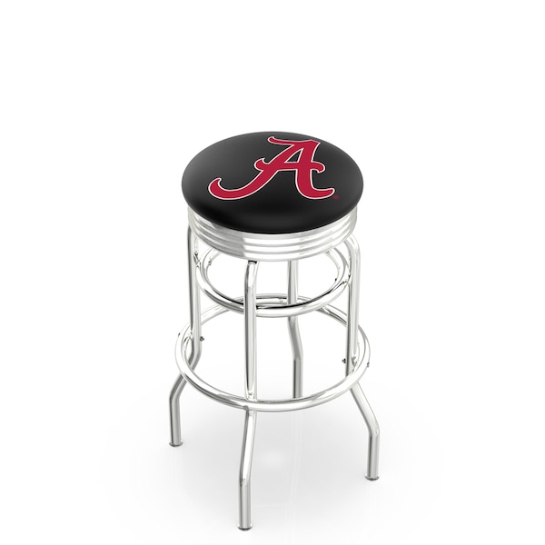 25" Chrome 2-Ring Alabama Swivel Bar Stool, Accent Ring