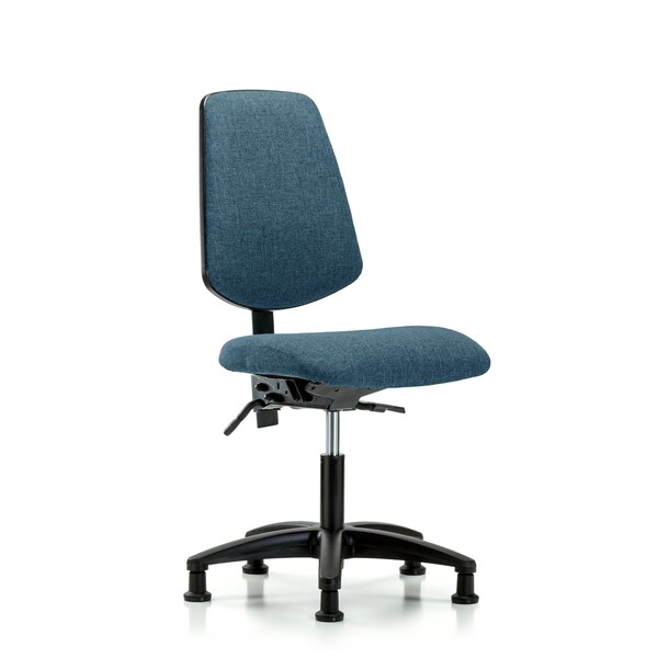 Desk Chair Fab Desk Chair, Med, Bk, Tilt Glides, Blu, No Arms, 19" to 24" Height, Fabric, Blue