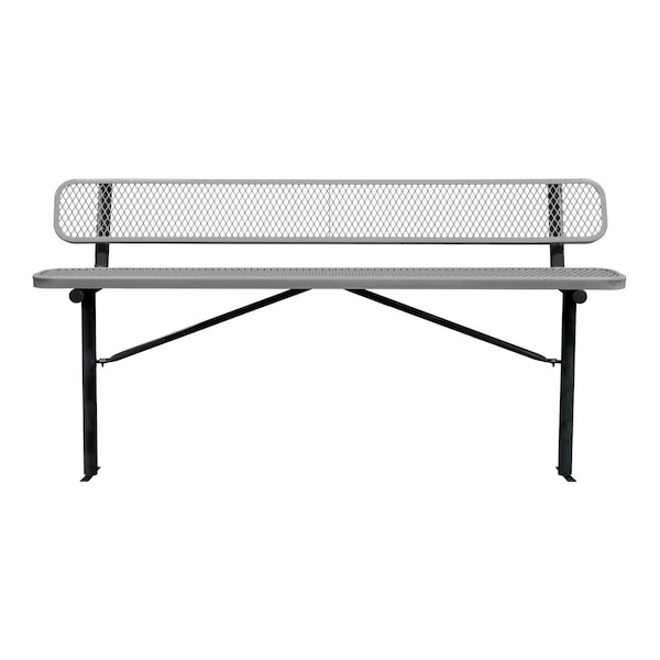 Bench/Back, Ingroud Mount, 8ft., Gray