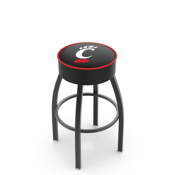 25" 4" Cincinnati Cushion Seat, Blk Wrinkle Base Swivel Bar Stool