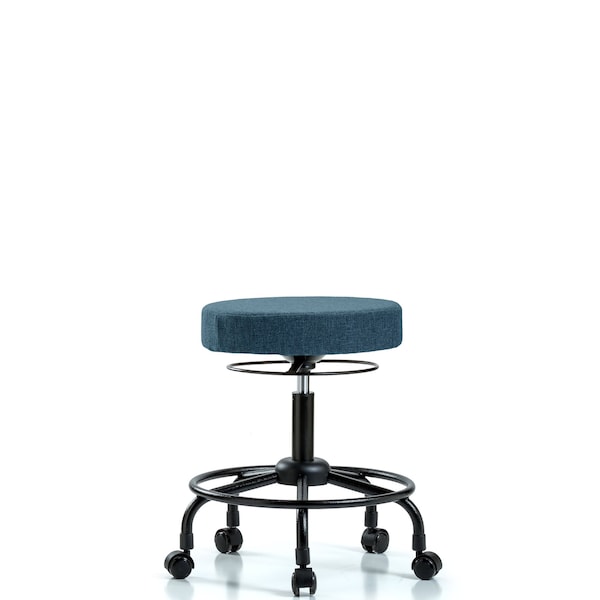Desk Stool, Fabric, RT, Casters, Blu