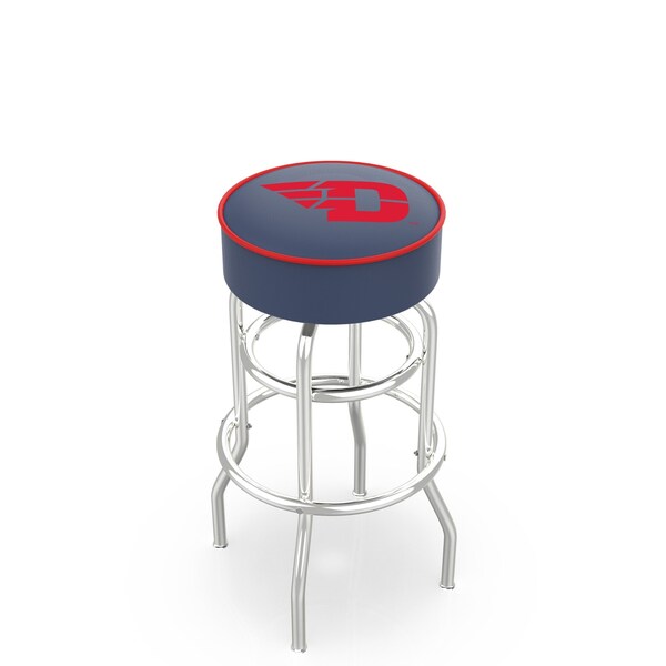 25" University of Dayton Cushion Seat, 2-Ring Chrome Swivel Bar Stool