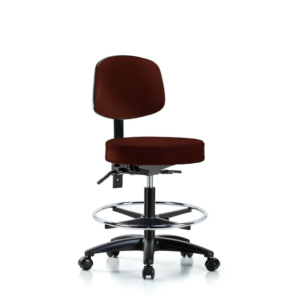 Bench Stool, Med, Vin, Bk, CF, Cast, Burg