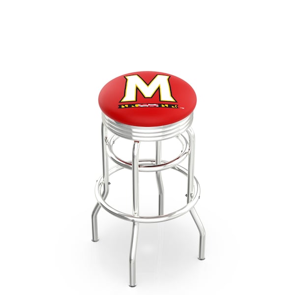 25" Chrome 2-Ring Maryland Swivel Bar Stool, Accent Ring