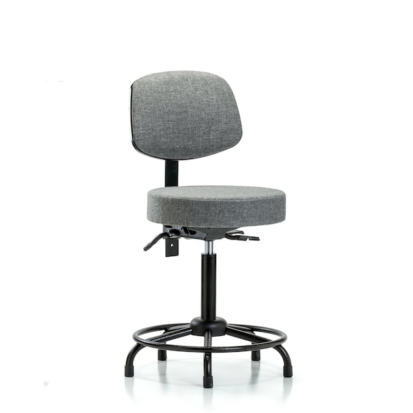 Bench Stool, Med, Fab, Bk, RT, Glides, Gry