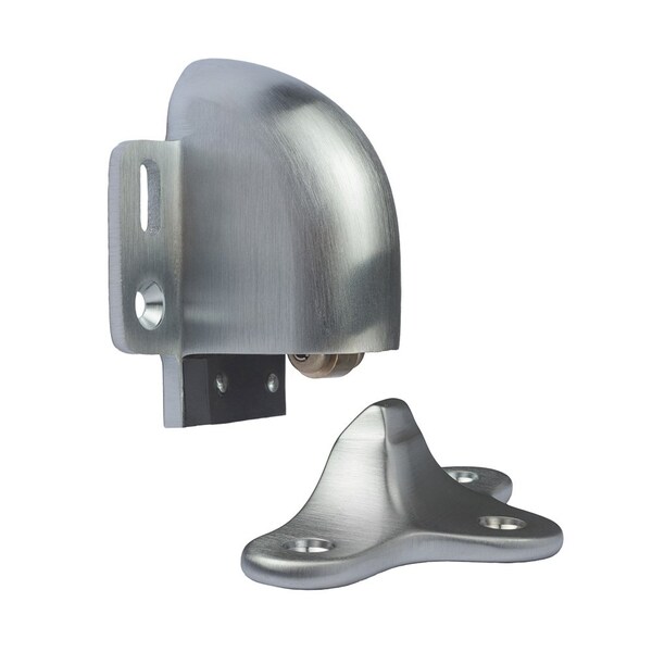 Automatic Door Holder and Stop with FH/MS Plastic Anchors Satin Chrome Finish