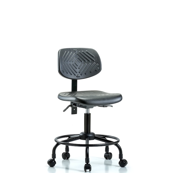 Desk Chair Desk Chair, Poly, RT Tilt Casters, No Arms, 19" to 23" Height, Black; Blue