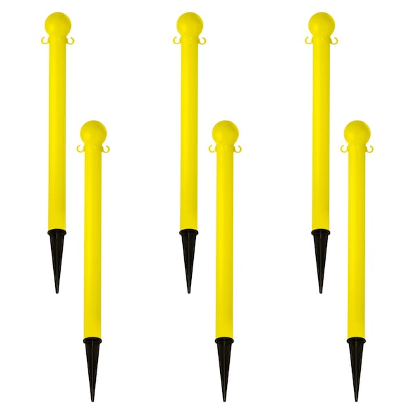 3" Yellow Ground Pole (6-Pack)