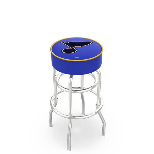 25" St Louis Blues Cushion Seat, 2-Ring Chrome Swivel Bar Stool