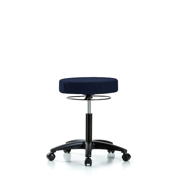 Rutledge Fabric Stool without Back - Medium Bench Height with Casters in Navy Fabric