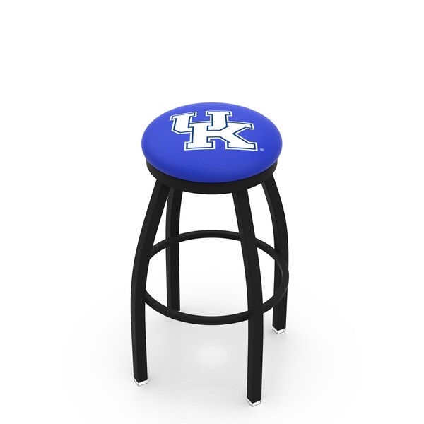 25" Blk Wrinkle Kentucky "UK" Swivel Bar Stool, Accent Ring