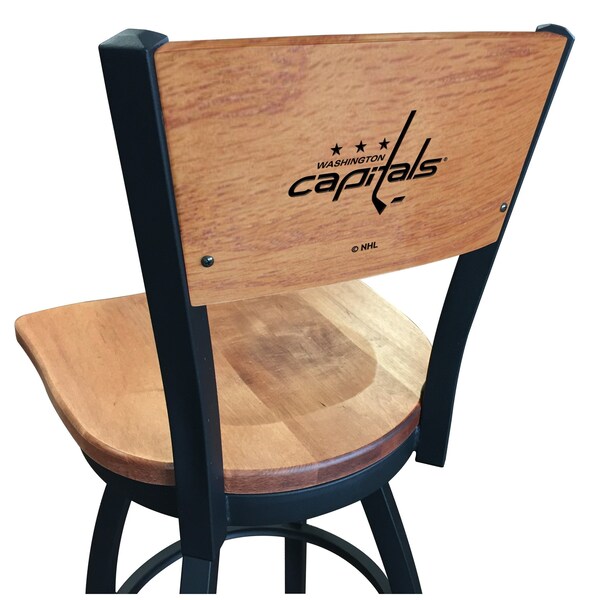25" Blk Wrinkle Washington Capitals Swivel Bar Stool, Engraved Back