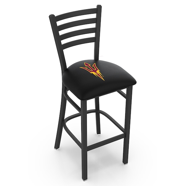 25" Blk Wrnkl Arizona St Station Counter Stool, Ladder Back, Pitchfork