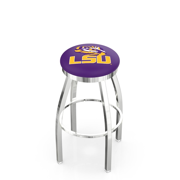 25" Chrome Louisiana State Swivel Bar Stool, Accent Ring
