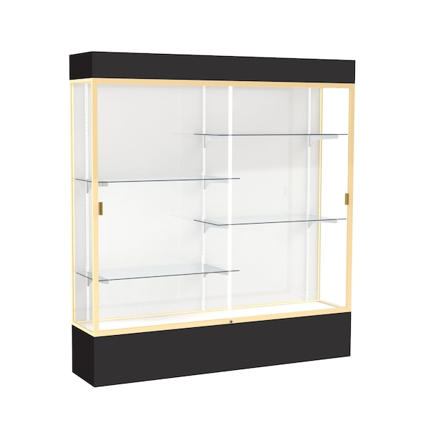 Lighted Floor Display Case 72x80x16, White, Champange