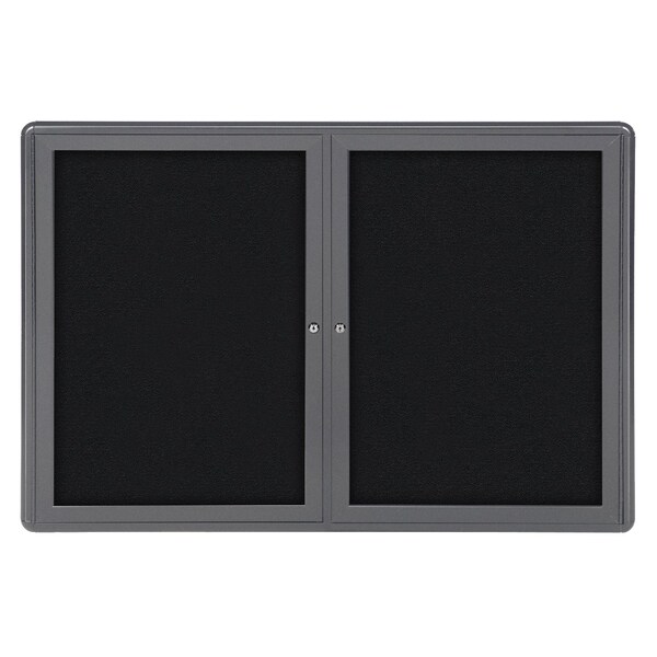 Enclosed Fabric Bulletin Board 34x47", 2 Door