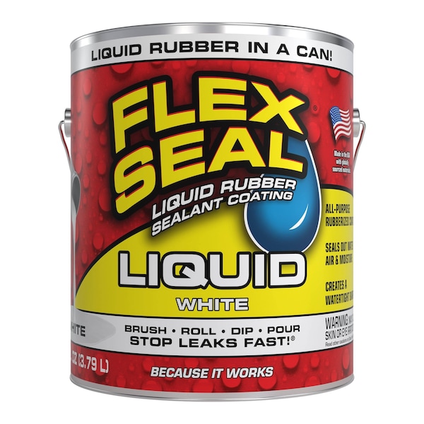Flex Seal Liquid 1 gallon White, 1 gal, White, Rubber Base