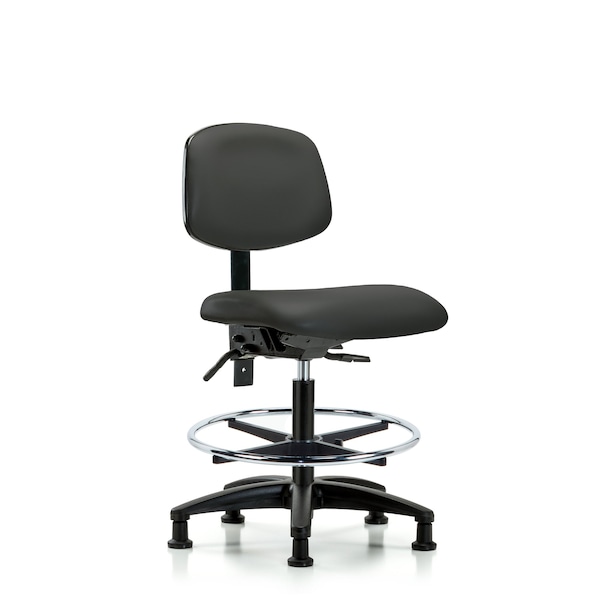 Chair, Vinyl, Med Bench, Tilt CF Glides, Gry, No Arms, 22" to 29" Height, Charcoal