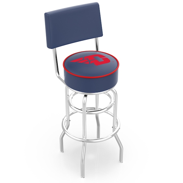 25" Chrome 2-Ring University of Dayton Swivel Bar Stool, Back
