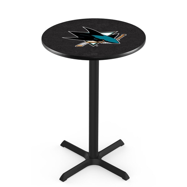 42" Blk Wrinkle San Jose Sharks Pub Table, 36" dia. Top