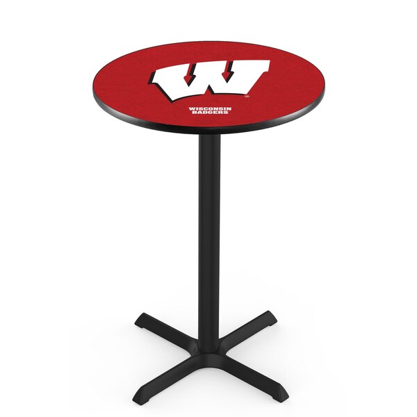 42" Blk Wrinkle Wisconsin "W" Pub Table, 36" dia. Top