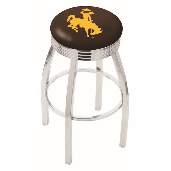 25" Chrome Wyoming Swivel Bar Stool, Accent Ring