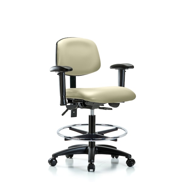 Chair, Vin, Med Bench, Tilt AA CF Cast, Wht, 6-Way Adjustable, 22" to 29" Height, Adobe White