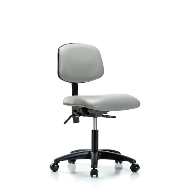 Desk Chair Desk Chair, Vinyl, Casters, Dov, No Arms, 18" to 23" Height, Vinyl, Dove