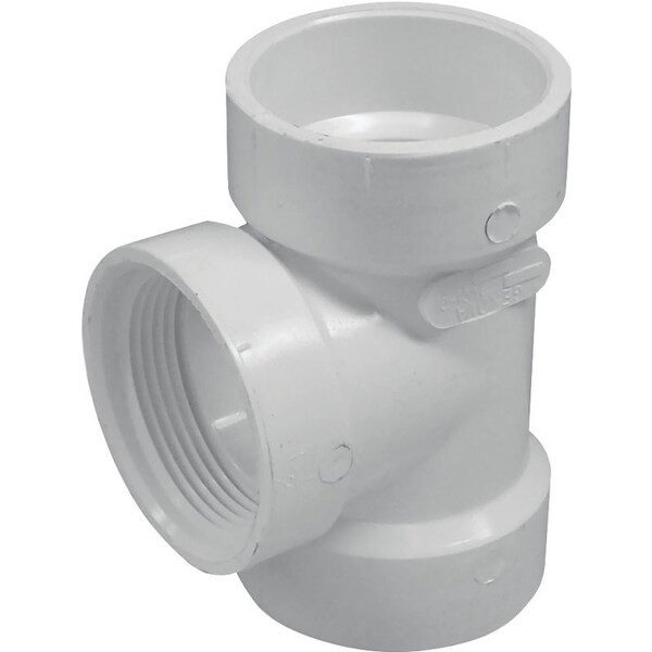 CANPLAS Test Tee, 2 in, Hub x FNPT, PVC, White