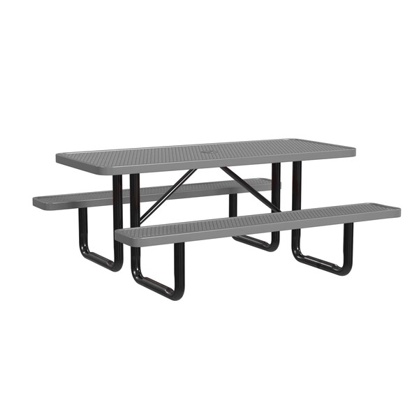 Rectangle Portable Picnic Table, Gray, 6 ft L