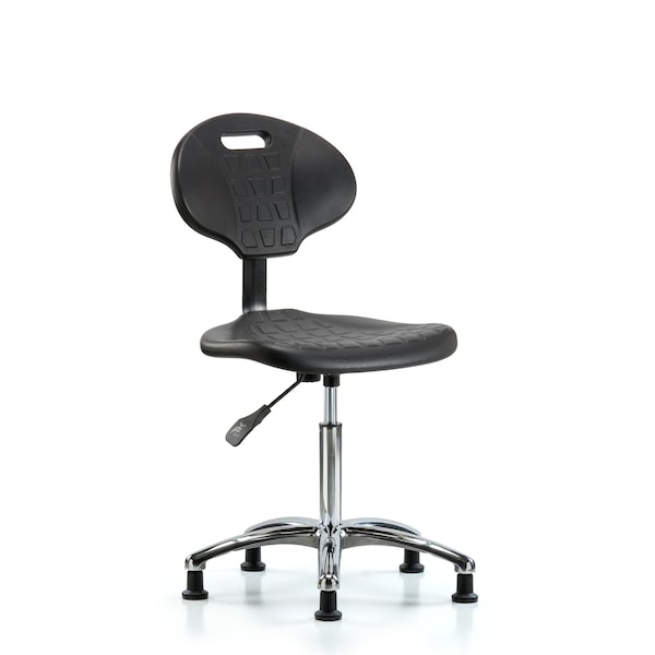 Erie Med Bench Chair, Chrome, Glides, No Arms, 19" to 27" Height, Black; Blue