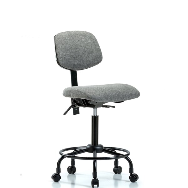 Chair, Fab, Med Bench, RT Tilt Casters, Gry, No Arms, 24" to 31" Height, Gray