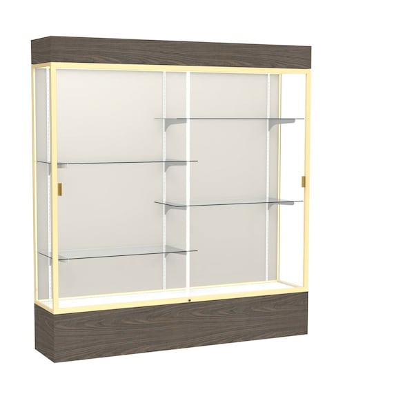 Lighted Floor Display Case 72x80x16, Plaque, Champange