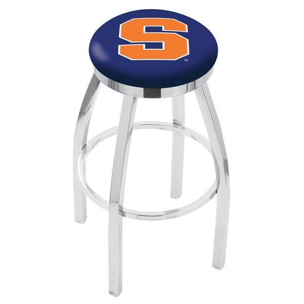 25" Chrome Syracuse Swivel Bar Stool, Accent Ring