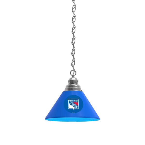 New York Rangers Pendant Light, Chrome Fixture