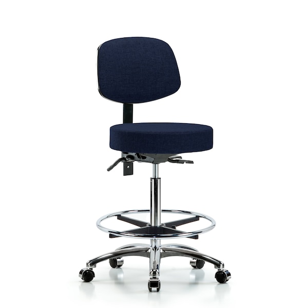 Bench Stool, Hi, Fab, Bk Chrome, CF, Cast, Nav